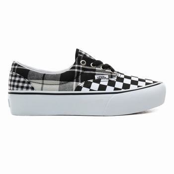 Damske Tenisky Na Platforme Vans Plaid Checkerboard Era Čierne/Biele VA26HRSJP